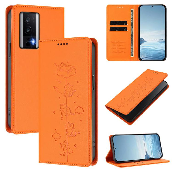Funda para teléfono de cuero vegano magnética RFID con estampado de lindos gatos, For Redmi K60 / K60 Pro / Xiaomi Poco F5 Pro, For Redmi Note 12S / Note 11 4G, For Redmi A2+ / Redmi A1+ / Poco C50, For Redmi Note 12 Pro 4G / Note 11 Pro 4G / 5G       ...