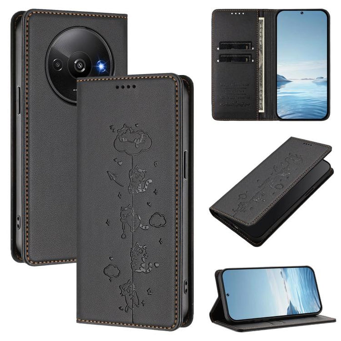 Funda para teléfono de cuero vegano magnética RFID con estampado de lindos gatos, For Redmi Note 14 5G / Xiaomi Poco M7 Pro 5G, For Redmi K70 Ultra, For Redmi A3 / A3x / Xiaomi Poco C61, For Redmi 13C 4G / 5G / Poco C65, For Redmi Note 13 4G           ...
