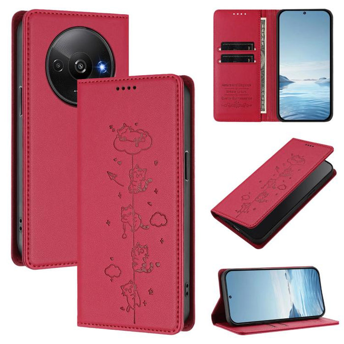 Funda para teléfono de cuero vegano magnética RFID con estampado de lindos gatos, For Redmi Note 14 5G / Xiaomi Poco M7 Pro 5G, For Redmi K70 Ultra, For Redmi A3 / A3x / Xiaomi Poco C61, For Redmi 13C 4G / 5G / Poco C65, For Redmi Note 13 4G           ...