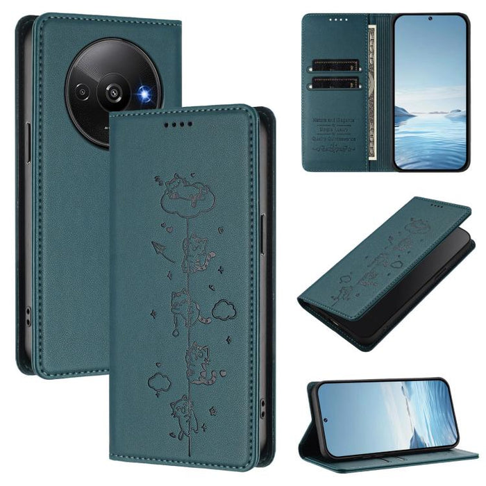 Funda para teléfono de cuero vegano magnética RFID con estampado de lindos gatos, For Redmi Note 14 5G / Xiaomi Poco M7 Pro 5G, For Redmi K70 Ultra, For Redmi A3 / A3x / Xiaomi Poco C61, For Redmi 13C 4G / 5G / Poco C65, For Redmi Note 13 4G           ...