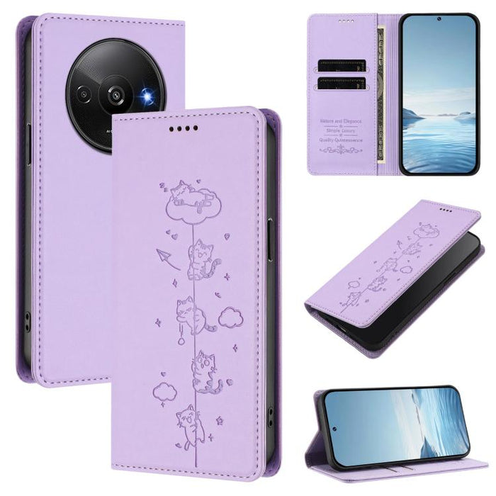 Funda para teléfono de cuero vegano magnética RFID con estampado de lindos gatos, For Redmi Note 14 5G / Xiaomi Poco M7 Pro 5G, For Redmi K70 Ultra, For Redmi A3 / A3x / Xiaomi Poco C61, For Redmi 13C 4G / 5G / Poco C65, For Redmi Note 13 4G           ...