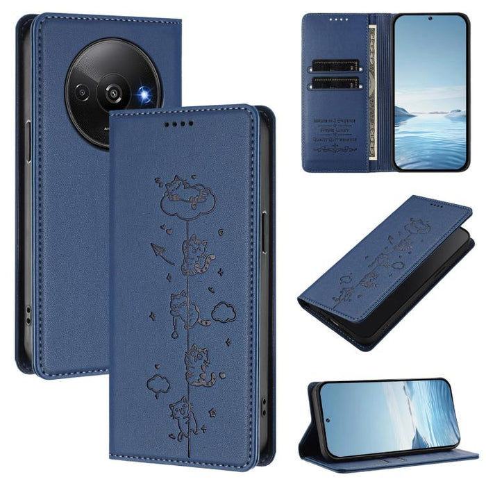 Funda para teléfono de cuero vegano magnética RFID con estampado de lindos gatos, For Redmi Note 14 5G / Xiaomi Poco M7 Pro 5G, For Redmi K70 Ultra, For Redmi A3 / A3x / Xiaomi Poco C61, For Redmi 13C 4G / 5G / Poco C65, For Redmi Note 13 4G           ...
