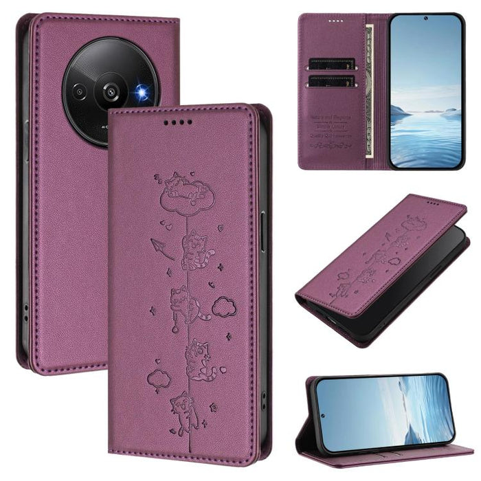 Funda para teléfono de cuero vegano magnética RFID con estampado de lindos gatos, For Redmi Note 14 5G / Xiaomi Poco M7 Pro 5G, For Redmi K70 Ultra, For Redmi A3 / A3x / Xiaomi Poco C61, For Redmi 13C 4G / 5G / Poco C65, For Redmi Note 13 4G           ...