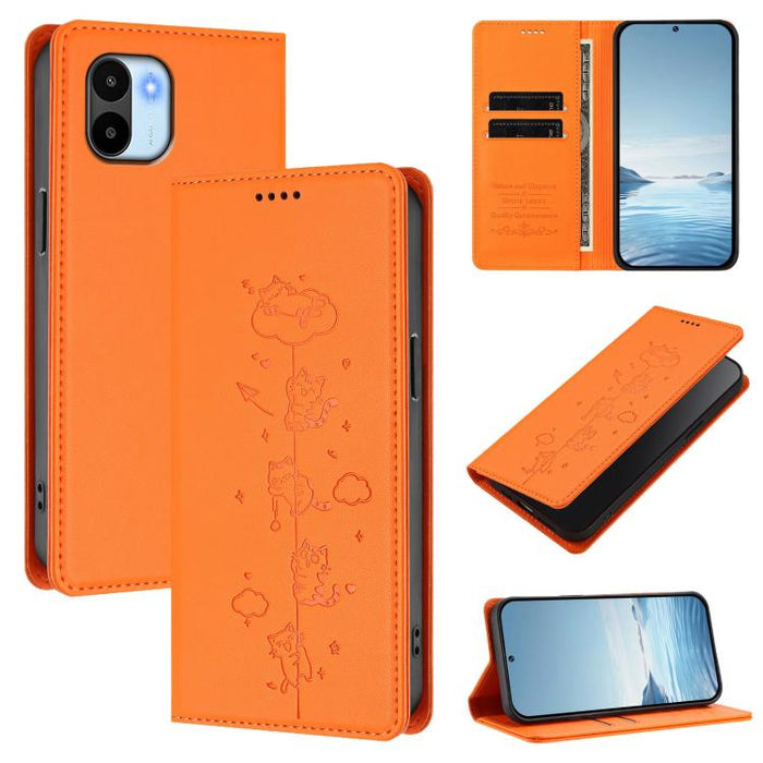 Funda para teléfono de cuero vegano magnética RFID con estampado de lindos gatos, For Redmi K60 / K60 Pro / Xiaomi Poco F5 Pro, For Redmi Note 12S / Note 11 4G, For Redmi A2+ / Redmi A1+ / Poco C50, For Redmi Note 12 Pro 4G / Note 11 Pro 4G / 5G       ...
