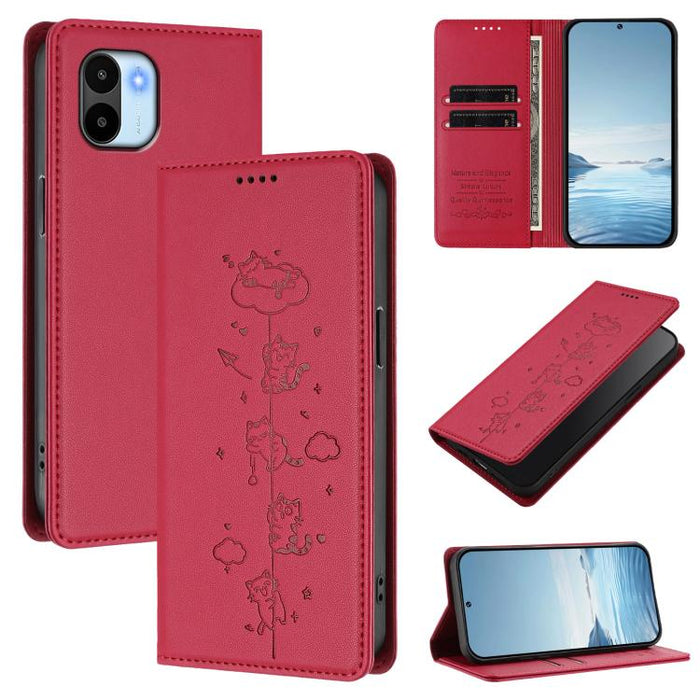 Funda para teléfono de cuero vegano magnética RFID con estampado de lindos gatos, For Redmi K60 / K60 Pro / Xiaomi Poco F5 Pro, For Redmi Note 12S / Note 11 4G, For Redmi A2+ / Redmi A1+ / Poco C50, For Redmi Note 12 Pro 4G / Note 11 Pro 4G / 5G       ...