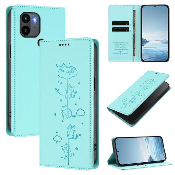 Funda para teléfono de cuero vegano magnética RFID con estampado de lindos gatos, For Redmi K60 / K60 Pro / Xiaomi Poco F5 Pro, For Redmi Note 12S / Note 11 4G, For Redmi A2+ / Redmi A1+ / Poco C50, For Redmi Note 12 Pro 4G / Note 11 Pro 4G / 5G       ...