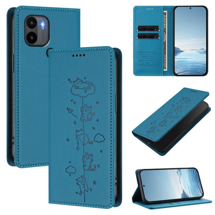 Funda para teléfono de cuero vegano magnética RFID con estampado de lindos gatos, For Redmi K60 / K60 Pro / Xiaomi Poco F5 Pro, For Redmi Note 12S / Note 11 4G, For Redmi A2+ / Redmi A1+ / Poco C50, For Redmi Note 12 Pro 4G / Note 11 Pro 4G / 5G       ...