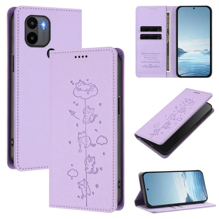 Funda para teléfono de cuero vegano magnética RFID con estampado de lindos gatos, For Redmi K60 / K60 Pro / Xiaomi Poco F5 Pro, For Redmi Note 12S / Note 11 4G, For Redmi A2+ / Redmi A1+ / Poco C50, For Redmi Note 12 Pro 4G / Note 11 Pro 4G / 5G       ...
