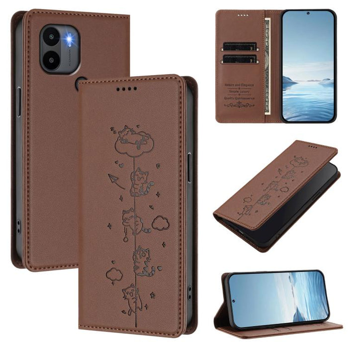Funda para teléfono de cuero vegano magnética RFID con estampado de lindos gatos, For Redmi K60 / K60 Pro / Xiaomi Poco F5 Pro, For Redmi Note 12S / Note 11 4G, For Redmi A2+ / Redmi A1+ / Poco C50, For Redmi Note 12 Pro 4G / Note 11 Pro 4G / 5G       ...