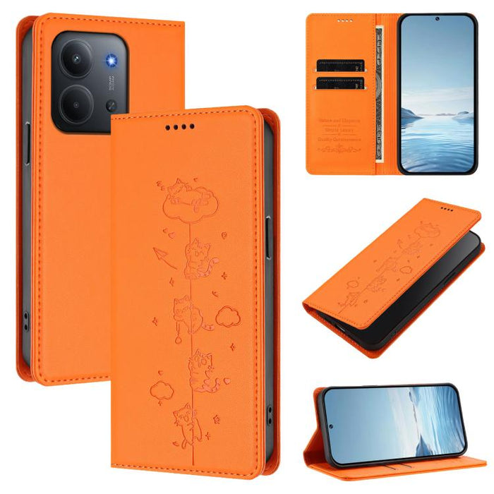 Funda para teléfono de cuero vegano magnética RFID con estampado de lindos gatos, For Redmi 15 5G / 4G EU 171mm, For Redmi 15C 5G / 4G Global 171mm / Poco C85 4G, For Redmi 13 4G / 5G / 13x / Poco M6 4G, For Redmi A5 4G 173.3mm                         ...