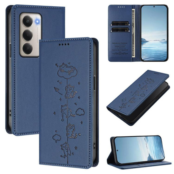 Funda para teléfono de cuero vegano magnética RFID con estampado de lindos gatos, For Redmi 15 5G / 4G EU 171mm, For Redmi 15C 5G / 4G Global 171mm / Poco C85 4G, For Redmi 13 4G / 5G / 13x / Poco M6 4G, For Redmi A5 4G 173.3mm                         ...