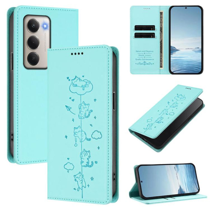 Funda para teléfono de cuero vegano magnética RFID con estampado de lindos gatos, For Redmi K90 Max 5G, For Redmi A7 Pro 4G / 5G 171mm / Poco C85x 5G, For Redmi 15a 5G, For Redmi Turbo 5 Max 5G / Poco X8 Pro Max 5G, For Redmi Turbo 5 5G / Poco X8 Pro 5...