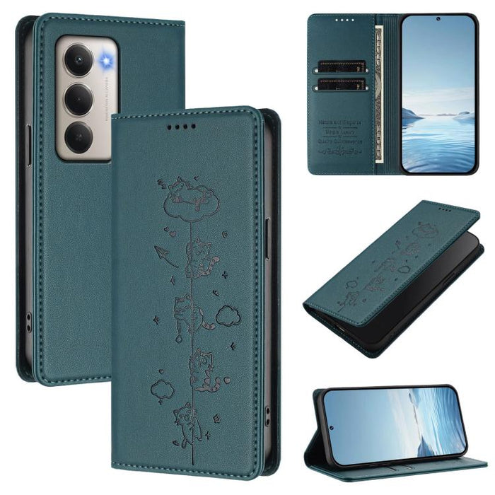 Funda para teléfono de cuero vegano magnética RFID con estampado de lindos gatos, For Redmi K90 Max 5G, For Redmi A7 Pro 4G / 5G 171mm / Poco C85x 5G, For Redmi 15a 5G, For Redmi Turbo 5 Max 5G / Poco X8 Pro Max 5G, For Redmi Turbo 5 5G / Poco X8 Pro 5...
