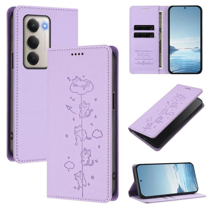 Funda para teléfono de cuero vegano magnética RFID con estampado de lindos gatos, For Redmi K90 Max 5G, For Redmi A7 Pro 4G / 5G 171mm / Poco C85x 5G, For Redmi 15a 5G, For Redmi Turbo 5 Max 5G / Poco X8 Pro Max 5G, For Redmi Turbo 5 5G / Poco X8 Pro 5...