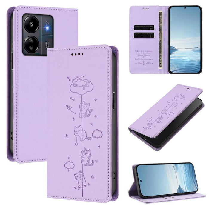 Funda para teléfono de cuero vegano magnética RFID con estampado de lindos gatos, For Redmi Note 14 5G / Xiaomi Poco M7 Pro 5G, For Redmi K70 Ultra, For Redmi A3 / A3x / Xiaomi Poco C61, For Redmi 13C 4G / 5G / Poco C65, For Redmi Note 13 4G           ...