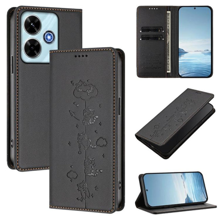 Funda para teléfono de cuero vegano magnética RFID con estampado de lindos gatos, For Redmi 15 5G / 4G EU 171mm, For Redmi 15C 5G / 4G Global 171mm / Poco C85 4G, For Redmi 13 4G / 5G / 13x / Poco M6 4G, For Redmi A5 4G 173.3mm                         ...