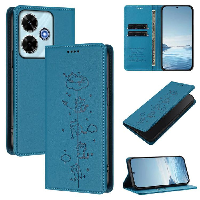 Funda para teléfono de cuero vegano magnética RFID con estampado de lindos gatos, For Redmi 15 5G / 4G EU 171mm, For Redmi 15C 5G / 4G Global 171mm / Poco C85 4G, For Redmi 13 4G / 5G / 13x / Poco M6 4G, For Redmi A5 4G 173.3mm                         ...