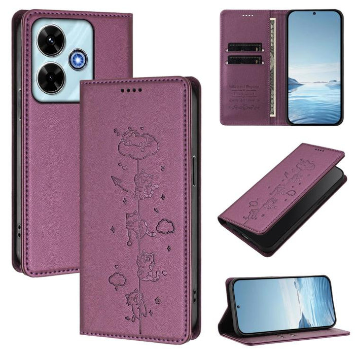 Funda para teléfono de cuero vegano magnética RFID con estampado de lindos gatos, For Redmi 15 5G / 4G EU 171mm, For Redmi 15C 5G / 4G Global 171mm / Poco C85 4G, For Redmi 13 4G / 5G / 13x / Poco M6 4G, For Redmi A5 4G 173.3mm                         ...