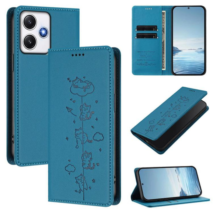 Funda para teléfono de cuero vegano magnética RFID con estampado de lindos gatos, For Redmi Note 14 5G / Xiaomi Poco M7 Pro 5G, For Redmi K70 Ultra, For Redmi A3 / A3x / Xiaomi Poco C61, For Redmi 13C 4G / 5G / Poco C65, For Redmi Note 13 4G           ...