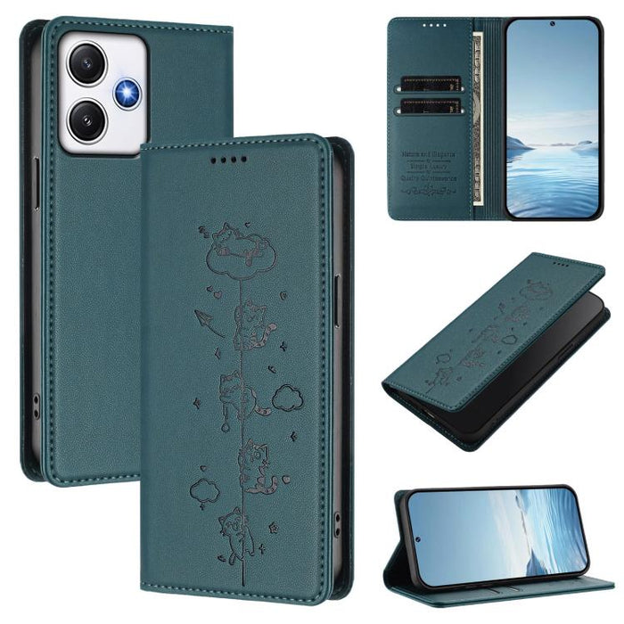 Funda para teléfono de cuero vegano magnética RFID con estampado de lindos gatos, For Redmi Note 14 5G / Xiaomi Poco M7 Pro 5G, For Redmi K70 Ultra, For Redmi A3 / A3x / Xiaomi Poco C61, For Redmi 13C 4G / 5G / Poco C65, For Redmi Note 13 4G           ...
