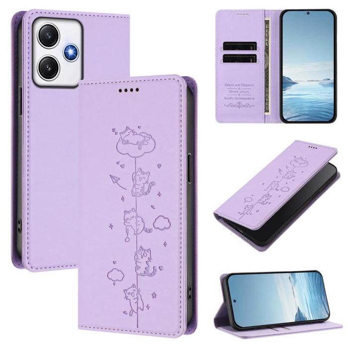 Funda para teléfono de cuero vegano magnética RFID con estampado de lindos gatos, For Redmi Note 14 5G / Xiaomi Poco M7 Pro 5G, For Redmi K70 Ultra, For Redmi A3 / A3x / Xiaomi Poco C61, For Redmi 13C 4G / 5G / Poco C65, For Redmi Note 13 4G           ...