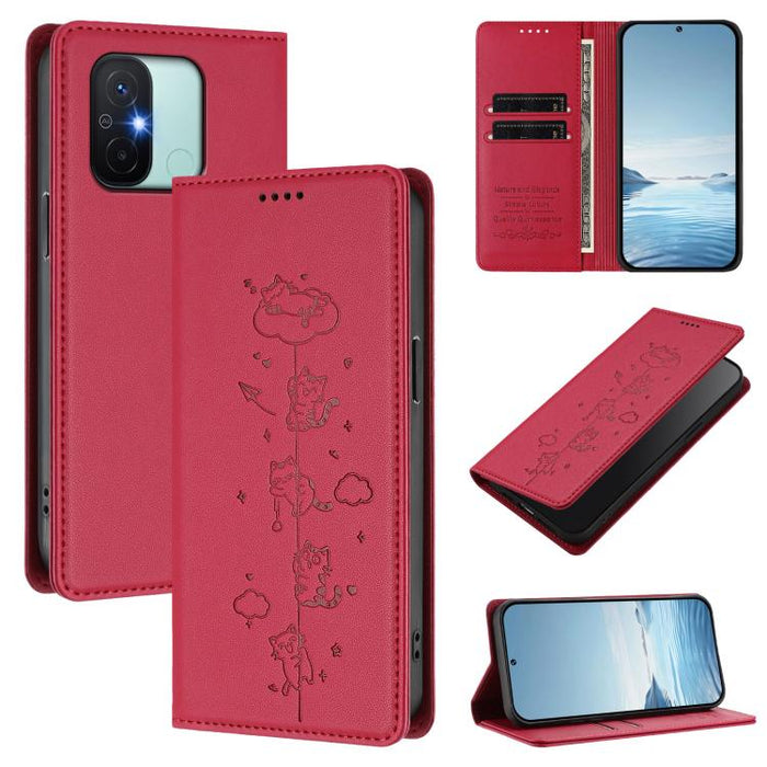 Funda para teléfono de cuero vegano magnética RFID con estampado de lindos gatos, For Redmi K60 / K60 Pro / Xiaomi Poco F5 Pro, For Redmi Note 12S / Note 11 4G, For Redmi A2+ / Redmi A1+ / Poco C50, For Redmi Note 12 Pro 4G / Note 11 Pro 4G / 5G       ...