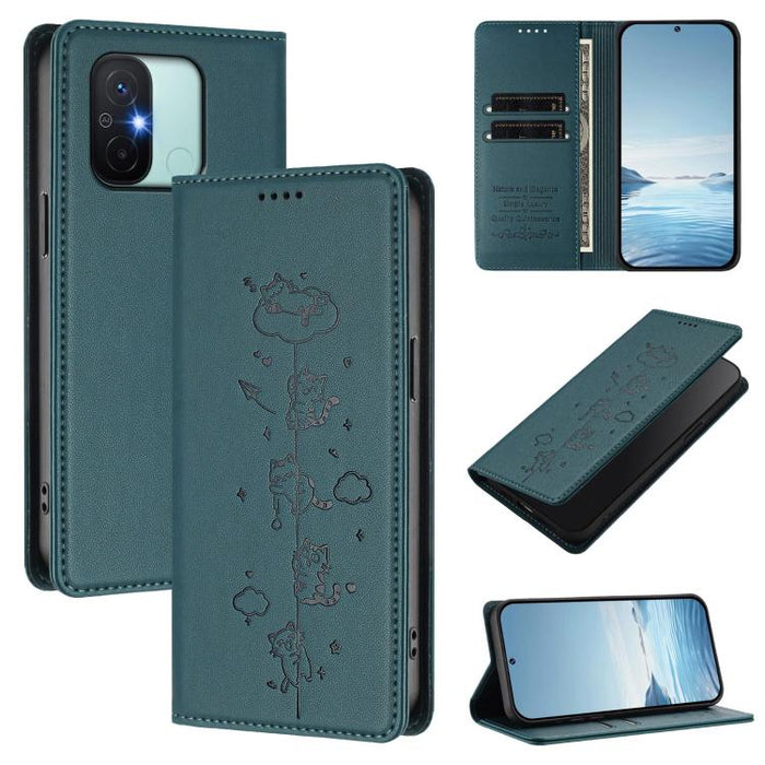 Funda para teléfono de cuero vegano magnética RFID con estampado de lindos gatos, For Redmi K60 / K60 Pro / Xiaomi Poco F5 Pro, For Redmi Note 12S / Note 11 4G, For Redmi A2+ / Redmi A1+ / Poco C50, For Redmi Note 12 Pro 4G / Note 11 Pro 4G / 5G       ...