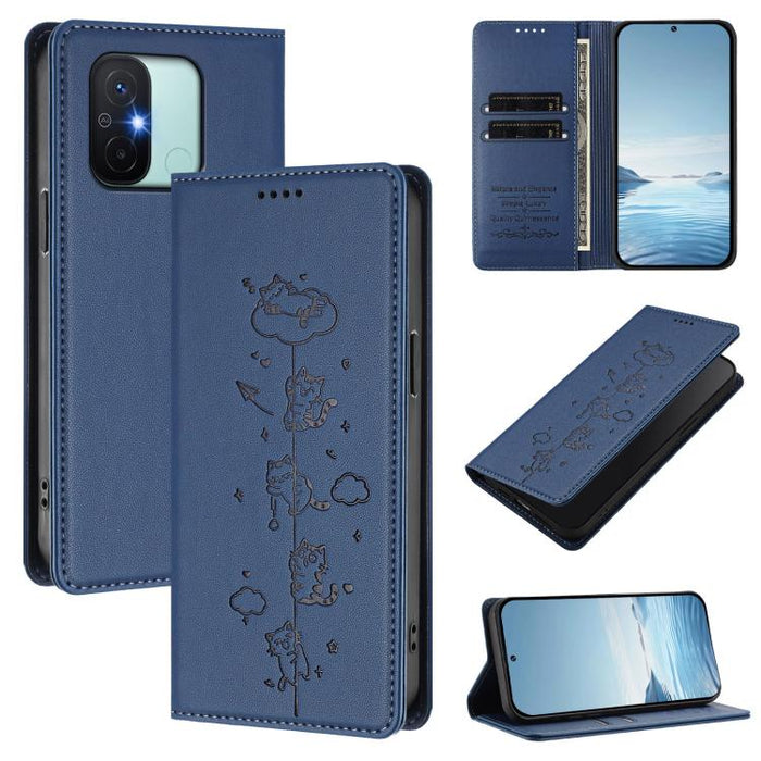 Funda para teléfono de cuero vegano magnética RFID con estampado de lindos gatos, For Redmi K60 / K60 Pro / Xiaomi Poco F5 Pro, For Redmi Note 12S / Note 11 4G, For Redmi A2+ / Redmi A1+ / Poco C50, For Redmi Note 12 Pro 4G / Note 11 Pro 4G / 5G       ...