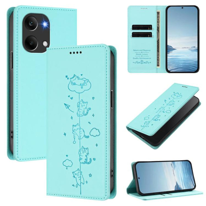 Funda para teléfono de cuero vegano magnética RFID con estampado de lindos gatos, For Redmi K90 Max 5G, For Redmi A7 Pro 4G / 5G 171mm / Poco C85x 5G, For Redmi 15a 5G, For Redmi Turbo 5 Max 5G / Poco X8 Pro Max 5G, For Redmi Turbo 5 5G / Poco X8 Pro 5...
