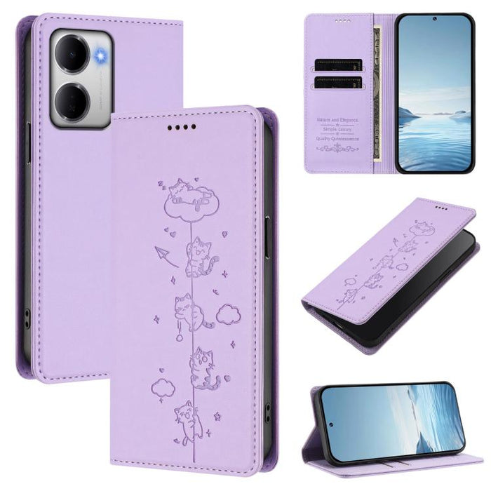Funda para teléfono de cuero vegano magnética RFID con estampado de lindos gatos, For Redmi K90 Max 5G, For Redmi A7 Pro 4G / 5G 171mm / Poco C85x 5G, For Redmi 15a 5G, For Redmi Turbo 5 Max 5G / Poco X8 Pro Max 5G, For Redmi Turbo 5 5G / Poco X8 Pro 5...