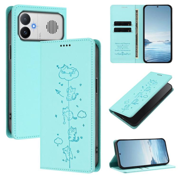 Funda para teléfono de cuero vegano magnética RFID con estampado de lindos gatos, For Redmi K90 Max 5G, For Redmi A7 Pro 4G / 5G 171mm / Poco C85x 5G, For Redmi 15a 5G, For Redmi Turbo 5 Max 5G / Poco X8 Pro Max 5G, For Redmi Turbo 5 5G / Poco X8 Pro 5...