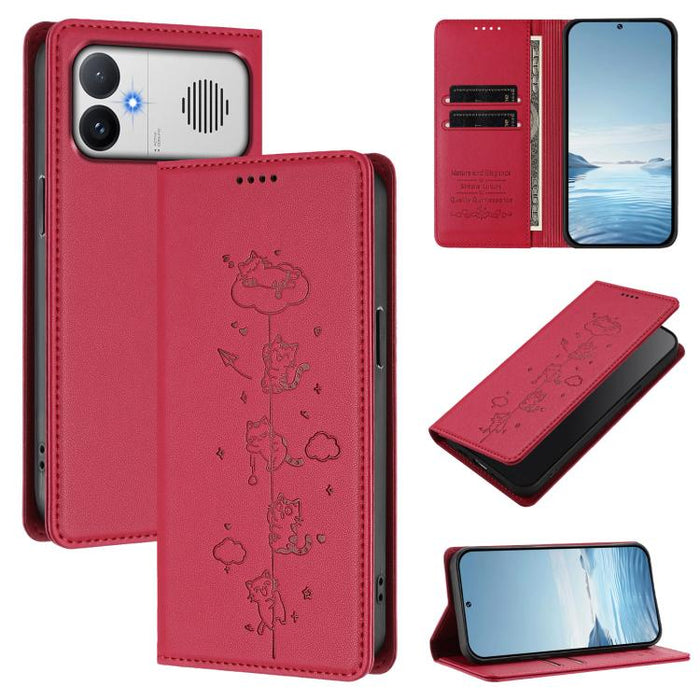 Funda para teléfono de cuero vegano magnética RFID con estampado de lindos gatos, For Redmi K90 Max 5G, For Redmi A7 Pro 4G / 5G 171mm / Poco C85x 5G, For Redmi 15a 5G, For Redmi Turbo 5 Max 5G / Poco X8 Pro Max 5G, For Redmi Turbo 5 5G / Poco X8 Pro 5...