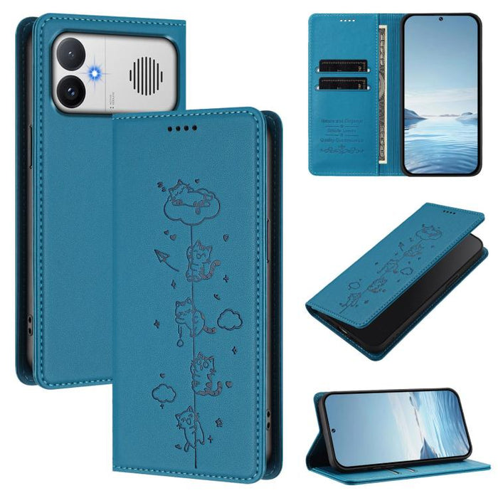 Funda para teléfono de cuero vegano magnética RFID con estampado de lindos gatos, For Redmi K90 Max 5G, For Redmi A7 Pro 4G / 5G 171mm / Poco C85x 5G, For Redmi 15a 5G, For Redmi Turbo 5 Max 5G / Poco X8 Pro Max 5G, For Redmi Turbo 5 5G / Poco X8 Pro 5...