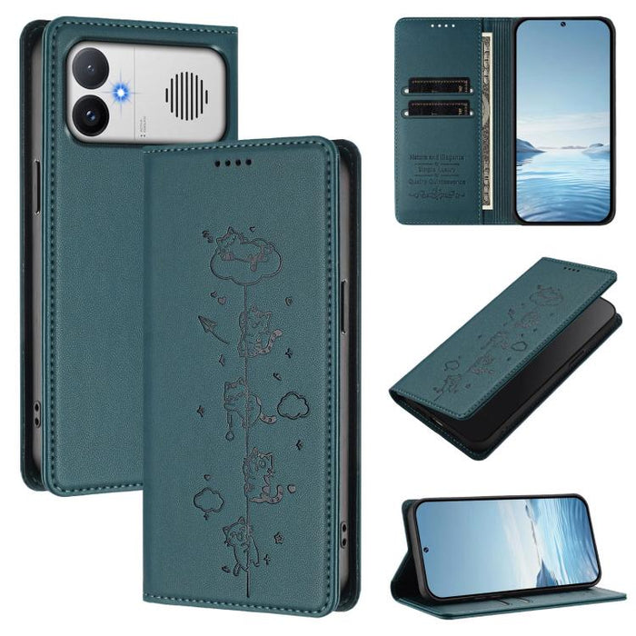 Funda para teléfono de cuero vegano magnética RFID con estampado de lindos gatos, For Redmi K90 Max 5G, For Redmi A7 Pro 4G / 5G 171mm / Poco C85x 5G, For Redmi 15a 5G, For Redmi Turbo 5 Max 5G / Poco X8 Pro Max 5G, For Redmi Turbo 5 5G / Poco X8 Pro 5...