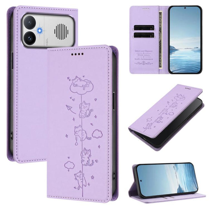 Funda para teléfono de cuero vegano magnética RFID con estampado de lindos gatos, For Redmi K90 Max 5G, For Redmi A7 Pro 4G / 5G 171mm / Poco C85x 5G, For Redmi 15a 5G, For Redmi Turbo 5 Max 5G / Poco X8 Pro Max 5G, For Redmi Turbo 5 5G / Poco X8 Pro 5...