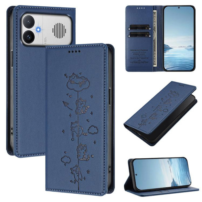 Funda para teléfono de cuero vegano magnética RFID con estampado de lindos gatos, For Redmi K90 Max 5G, For Redmi A7 Pro 4G / 5G 171mm / Poco C85x 5G, For Redmi 15a 5G, For Redmi Turbo 5 Max 5G / Poco X8 Pro Max 5G, For Redmi Turbo 5 5G / Poco X8 Pro 5...