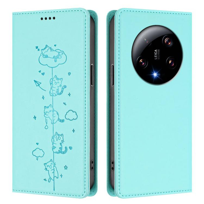 Funda para teléfono de cuero vegano magnética RFID con estampado de lindos gatos, For Xiaomi 13 Ultra, For Xiaomi Civi 3, For Xiaomi 13 Lite / Civi 2