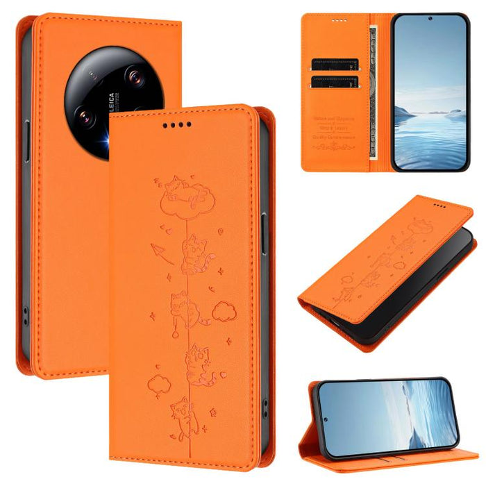 Funda para teléfono de cuero vegano magnética RFID con estampado de lindos gatos, For Xiaomi 13 Ultra, For Xiaomi Civi 3, For Xiaomi 13 Lite / Civi 2