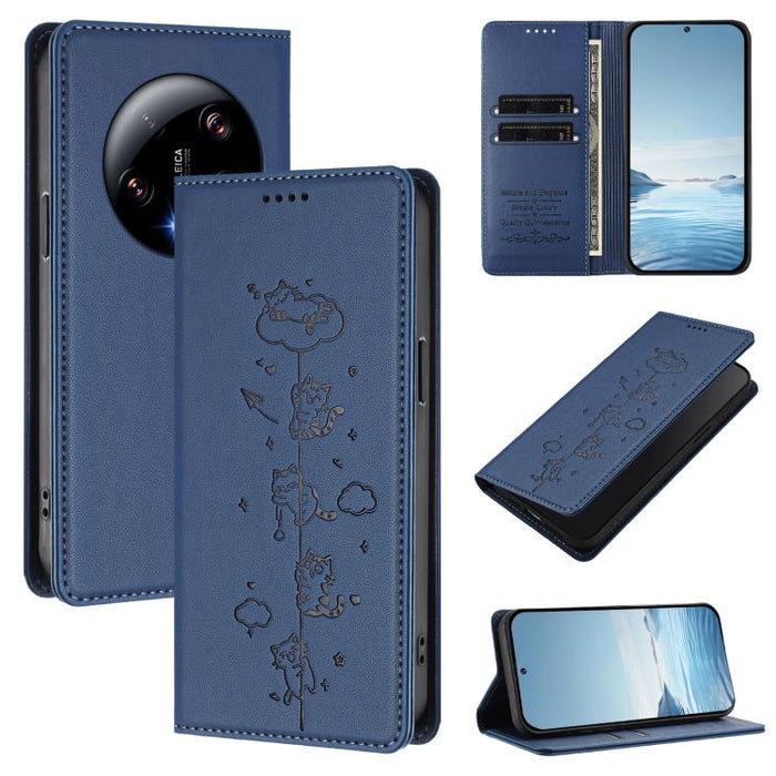 Funda para teléfono de cuero vegano magnética RFID con estampado de lindos gatos, For Xiaomi 13 Ultra, For Xiaomi Civi 3, For Xiaomi 13 Lite / Civi 2