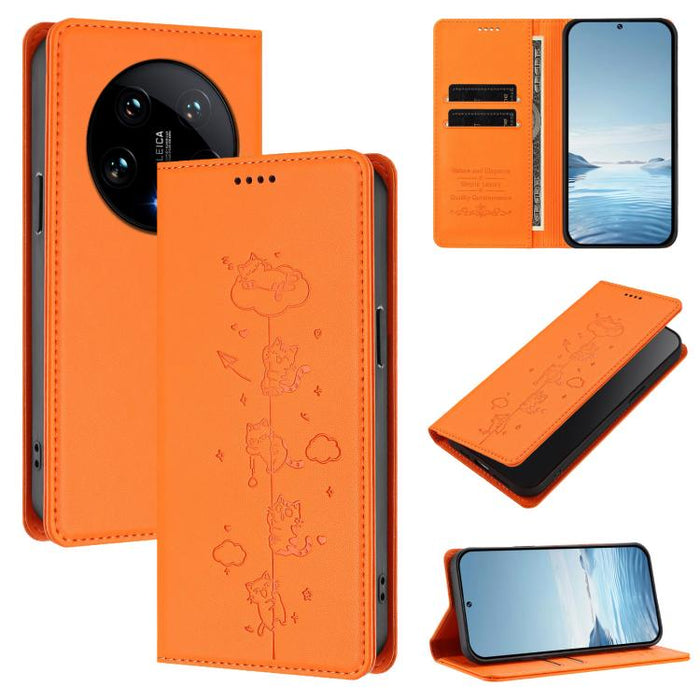 Funda para teléfono de cuero vegano magnética RFID con estampado de lindos gatos, For Xiaomi 14T, For Xiaomi Poco F6 / Redmi Turbo 3, For Xiaomi Poco F6 Pro / Redmi K70 / K70 Pro, For Xiaomi Poco X6 Neo / Redmi Note 13R Pro                             ...