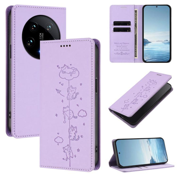 Funda para teléfono de cuero vegano magnética RFID con estampado de lindos gatos, For Xiaomi 14T, For Xiaomi Poco F6 / Redmi Turbo 3, For Xiaomi Poco F6 Pro / Redmi K70 / K70 Pro, For Xiaomi Poco X6 Neo / Redmi Note 13R Pro                             ...