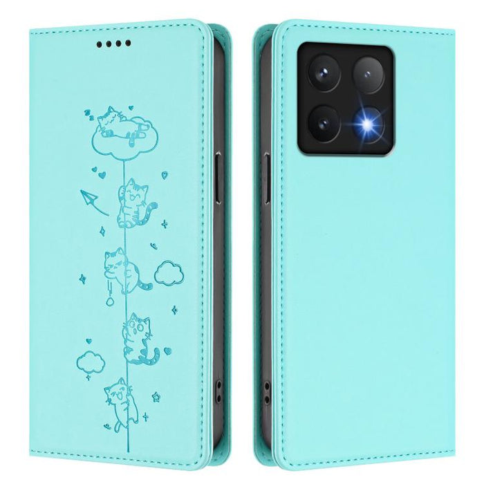 Funda para teléfono de cuero vegano magnética RFID con estampado de lindos gatos, For Xiaomi 14T, For Xiaomi Poco F6 / Redmi Turbo 3, For Xiaomi Poco F6 Pro / Redmi K70 / K70 Pro, For Xiaomi Poco X6 Neo / Redmi Note 13R Pro                             ...