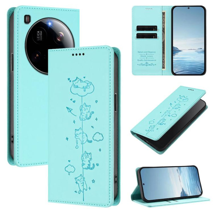 Funda para teléfono de cuero vegano magnética RFID con estampado de lindos gatos, For Xiaomi Civi 5 Pro, For Xiaomi 15S Pro, For Xiaomi Poco F7 / Redmi Turbo 4 Pro, For Xiaomi Poco M7 5G / Poco C75 / Redmi A4 5G, For Xiaomi 15 Ultra                    ...