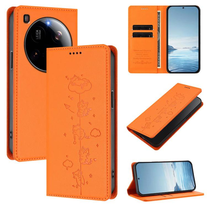 Funda para teléfono de cuero vegano magnética RFID con estampado de lindos gatos, For Xiaomi Civi 5 Pro, For Xiaomi 15S Pro, For Xiaomi Poco F7 / Redmi Turbo 4 Pro, For Xiaomi Poco M7 5G / Poco C75 / Redmi A4 5G, For Xiaomi 15 Ultra                    ...