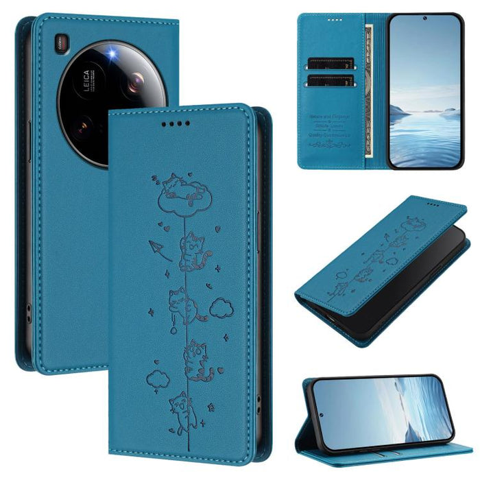 Funda para teléfono de cuero vegano magnética RFID con estampado de lindos gatos, For Xiaomi Civi 5 Pro, For Xiaomi 15S Pro, For Xiaomi Poco F7 / Redmi Turbo 4 Pro, For Xiaomi Poco M7 5G / Poco C75 / Redmi A4 5G, For Xiaomi 15 Ultra                    ...