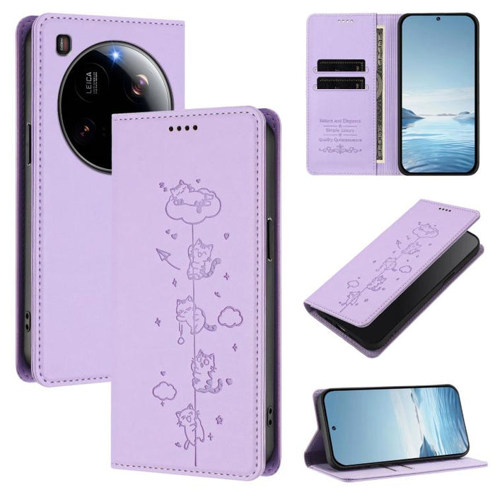 Funda para teléfono de cuero vegano magnética RFID con estampado de lindos gatos, For Xiaomi Civi 5 Pro, For Xiaomi 15S Pro, For Xiaomi Poco F7 / Redmi Turbo 4 Pro, For Xiaomi Poco M7 5G / Poco C75 / Redmi A4 5G, For Xiaomi 15 Ultra                    ...