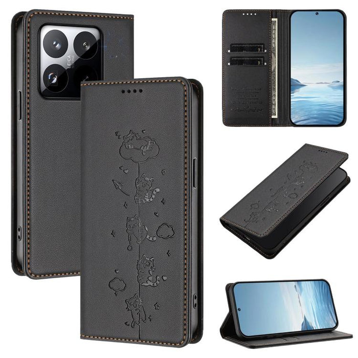Funda para teléfono de cuero vegano magnética RFID con estampado de lindos gatos, For Xiaomi 17 Max 5G, For Xiaomi 17T Pro 5G, For Xiaomi 17 Pro Max, For Xiaomi 17 Pro, For Xiaomi 17, For Xiaomi Poco M7 4G 169mm, For Xiaomi Poco M7 4G 171mm            ...