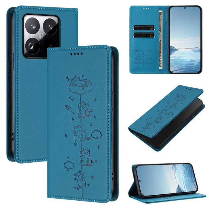Funda para teléfono de cuero vegano magnética RFID con estampado de lindos gatos, For Xiaomi 17 Max 5G, For Xiaomi 17T Pro 5G, For Xiaomi 17 Pro Max, For Xiaomi 17 Pro, For Xiaomi 17, For Xiaomi Poco M7 4G 169mm, For Xiaomi Poco M7 4G 171mm            ...