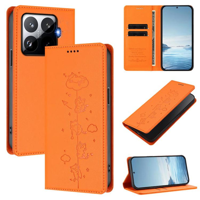Funda para teléfono de cuero vegano magnética RFID con estampado de lindos gatos, For Xiaomi 17 Max 5G, For Xiaomi 17T Pro 5G, For Xiaomi 17 Pro Max, For Xiaomi 17 Pro, For Xiaomi 17, For Xiaomi Poco M7 4G 169mm, For Xiaomi Poco M7 4G 171mm            ...
