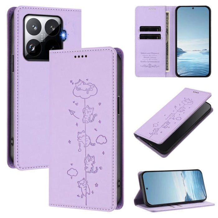 Funda para teléfono de cuero vegano magnética RFID con estampado de lindos gatos, For Xiaomi 17 Max 5G, For Xiaomi 17T Pro 5G, For Xiaomi 17 Pro Max, For Xiaomi 17 Pro, For Xiaomi 17, For Xiaomi Poco M7 4G 169mm, For Xiaomi Poco M7 4G 171mm            ...